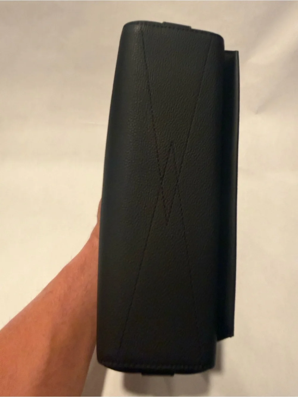 Louis Vuitton Black Pebbled Leather Messenger with LV Initials